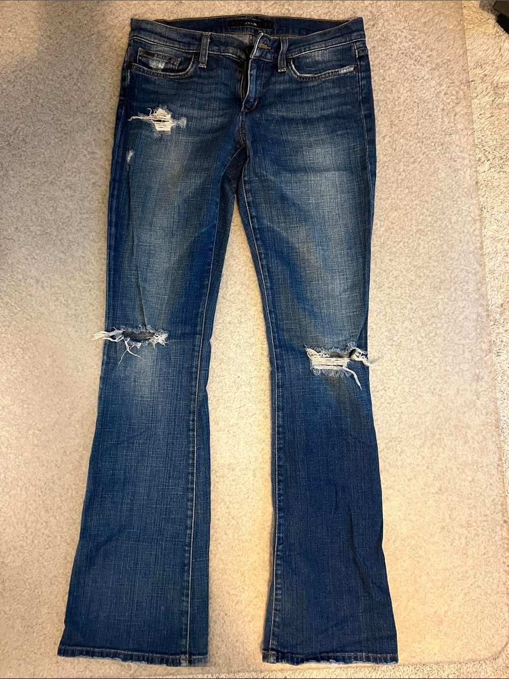 Joe's Jeans Distressed Dark Blue Flare Jeans Fit: Rocker w 28